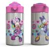 imageZak Designs 155oz Stainless Steel Kids Water Bottle with Flipup Straw Spout  BPA Free Durable Design Frozen Girl SSMinnie