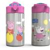 imageZak Designs 155oz Stainless Steel Kids Water Bottle with Flipup Straw Spout  BPA Free Durable Design Frozen Girl SSPeppa Pig