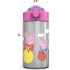 imageZak Designs 155oz Stainless Steel Kids Water Bottle with Flipup Straw Spout  BPA Free Durable Design Frozen Girl SSPeppa Pig