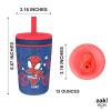 imageZak Designs Kelso Toddler Cups For Travel or At Home 15oz 2Pack Durable Plastic Sippy Cups With LeakProof Design is Perfect For Kids DinoRoar ZaksaurusSpidey and His Amazing Friends