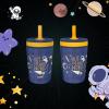 imageZak Designs Kelso Toddler Cups For Travel or At Home 15oz 2Pack Durable Plastic Sippy Cups With LeakProof Design is Perfect For Kids DinoRoar ZaksaurusSpace