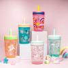 imageZak Designs Kelso Toddler Cups For Travel or At Home 15oz 2Pack Durable Plastic Sippy Cups With LeakProof Design is Perfect For Kids DinoRoar ZaksaurusFanciful Unicorn  Happy Skies