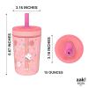 imageZak Designs Kelso Toddler Cups For Travel or At Home 15oz 2Pack Durable Plastic Sippy Cups With LeakProof Design is Perfect For Kids DinoRoar ZaksaurusGabbys Dollhouse Cakey Cat