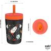 imageZak Designs Kelso Tumbler Toddler Cup For Travel or At Home 12oz Vacuum Insulated Stainless Steel Sippy Cup With LeakProof Design is Perfect For Kids Happy FruitSpaceships