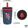 imageZak Designs Kelso Tumbler Toddler Cup For Travel or At Home 12oz Vacuum Insulated Stainless Steel Sippy Cup With LeakProof Design is Perfect For Kids Happy FruitMario Movie