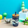 imageZak Designs Kelso Tumbler Toddler Cup For Travel or At Home 12oz Vacuum Insulated Stainless Steel Sippy Cup With LeakProof Design is Perfect For Kids Happy FruitDinosaur