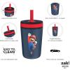 imageZak Designs Kelso Tumbler Toddler Cup For Travel or At Home 12oz Vacuum Insulated Stainless Steel Sippy Cup With LeakProof Design is Perfect For Kids Happy FruitMario Movie