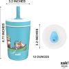 imageZak Designs Kelso Tumbler Toddler Cup For Travel or At Home 12oz Vacuum Insulated Stainless Steel Sippy Cup With LeakProof Design is Perfect For Kids Happy FruitBluey