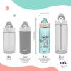 imageZak Designs Minecraft Sage Kids Water Bottle For School or Travel 19oz Stainless Steel Water Bottle With Straw Handle and LeakProof PopUp Spout Cover Steve Alex MobsStitch