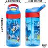imageZak Designs Sonic the Hedgehog Atlantic Kids Water Bottle For School or Travel 16oz Durable Plastic Water Bottle With Straw Handle and LeakProof Spout Cover 2Pack Sonic Knuckles Tails AmySonic the Hedgehog
