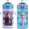 imageZak Designs Sonic the Hedgehog Sage Kids Water Bottle For School or Travel 16oz Durable Plastic Water Bottle With Straw Handle and LeakProof PopUp Spout Cover 2Pack Set Sonic ampamp ShadowElsa  Anna Frozen 2