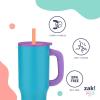 imageZak Designs Sutton Travel Tumbler for On the Go 30oz Stainless Steel with Vacuum Insulation Straw Spout Carry Handle for Cold Drinks Vanilla YellowCream White 40oz