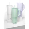 imageZak Designs Sutton Travel Tumbler for On the Go 30oz Stainless Steel with Vacuum Insulation Straw Spout Carry Handle for Cold Drinks Vanilla YellowCream White 40oz