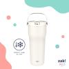 imageZak Designs Sutton Travel Tumbler for On the Go 30oz Stainless Steel with Vacuum Insulation Straw Spout Carry Handle for Cold Drinks Vanilla YellowEbony Black 30oz
