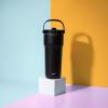 imageZak Designs Sutton Travel Tumbler for On the Go 30oz Stainless Steel with Vacuum Insulation Straw Spout Carry Handle for Cold Drinks Vanilla YellowEbony Black 30oz
