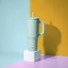 imageZak Designs Sutton Travel Tumbler for On the Go 30oz Stainless Steel with Vacuum Insulation Straw Spout Carry Handle for Cold Drinks Vanilla YellowIcicle Mint Green 40oz