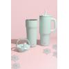 imageZak Designs Sutton Travel Tumbler for On the Go 30oz Stainless Steel with Vacuum Insulation Straw Spout Carry Handle for Cold Drinks Vanilla YellowIcicle Mint Green 40oz