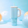 imageZak Designs Sutton Travel Tumbler for On the Go 30oz Stainless Steel with Vacuum Insulation Straw Spout Carry Handle for Cold Drinks Vanilla YellowLilo and Stitch