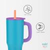 imageZak Designs Sutton Travel Tumbler for On the Go 30oz Stainless Steel with Vacuum Insulation Straw Spout Carry Handle for Cold Drinks Vanilla YellowLilo and Stitch