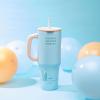 imageZak Designs Sutton Travel Tumbler for On the Go 30oz Stainless Steel with Vacuum Insulation Straw Spout Carry Handle for Cold Drinks Vanilla YellowLilo and Stitch