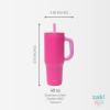 imageZak Designs Sutton Travel Tumbler for On the Go 30oz Stainless Steel with Vacuum Insulation Straw Spout Carry Handle for Cold Drinks Vanilla YellowRazzberry Pink