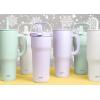 imageZak Designs Sutton Travel Tumbler for On the Go 30oz Stainless Steel with Vacuum Insulation Straw Spout Carry Handle for Cold Drinks Vanilla YellowSmoky Lilac Purple 40oz