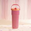 imageZak Designs Sutton Travel Tumbler for On the Go 30oz Stainless Steel with Vacuum Insulation Straw Spout Carry Handle for Cold Drinks Vanilla YellowSo Sweet Pink 30oz