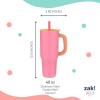 imageZak Designs Sutton Travel Tumbler for On the Go 30oz Stainless Steel with Vacuum Insulation Straw Spout Carry Handle for Cold Drinks Vanilla YellowSo Sweet Pink 40oz