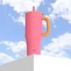 imageZak Designs Sutton Travel Tumbler for On the Go 30oz Stainless Steel with Vacuum Insulation Straw Spout Carry Handle for Cold Drinks Vanilla YellowSo Sweet Pink 40oz