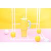 imageZak Designs Sutton Travel Tumbler for On the Go 30oz Stainless Steel with Vacuum Insulation Straw Spout Carry Handle for Cold Drinks Vanilla YellowSunflower Yellow