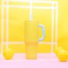 imageZak Designs Sutton Travel Tumbler for On the Go 30oz Stainless Steel with Vacuum Insulation Straw Spout Carry Handle for Cold Drinks Vanilla YellowSunflower Yellow