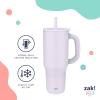 imageZak Designs Sutton Travel Tumbler for On the Go 30oz Stainless Steel with Vacuum Insulation Straw Spout Carry Handle for Cold Drinks Vanilla YellowTurquoise 40oz