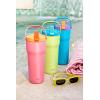 imageZak Designs Sutton Travel Tumbler for On the Go 30oz Stainless Steel with Vacuum Insulation Straw Spout Carry Handle for Cold Drinks Vanilla YellowTurquoise 30oz
