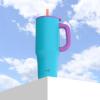 imageZak Designs Sutton Travel Tumbler for On the Go 30oz Stainless Steel with Vacuum Insulation Straw Spout Carry Handle for Cold Drinks Vanilla YellowTurquoise 40oz
