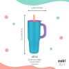 imageZak Designs Sutton Travel Tumbler for On the Go 30oz Stainless Steel with Vacuum Insulation Straw Spout Carry Handle for Cold Drinks Vanilla YellowTurquoise 40oz