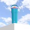 imageZak Designs Sutton Travel Tumbler for On the Go 30oz Stainless Steel with Vacuum Insulation Straw Spout Carry Handle for Cold Drinks Vanilla YellowTurquoise 30oz