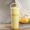 imageZak Designs Sutton Travel Tumbler for On the Go 30oz Stainless Steel with Vacuum Insulation Straw Spout Carry Handle for Cold Drinks Vanilla YellowVanilla 30oz