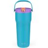imageZak Designs Sutton Travel Tumbler for On the Go 30oz Stainless Steel with Vacuum Insulation Straw Spout Carry Handle for Cold Drinks Vanilla YellowTurquoise 30oz
