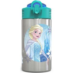 imageZak Designs 155oz Stainless Steel Kids Water Bottle with Flipup Straw Spout  BPA Free Durable Design Frozen Girl SSFrozen