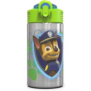 imageZak Designs 155oz Stainless Steel Kids Water Bottle with Flipup Straw Spout  BPA Free Durable Design Frozen Girl SSPaw Patrol