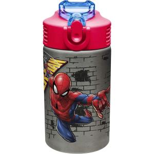 imageZak Designs 155oz Stainless Steel Kids Water Bottle with Flipup Straw Spout  BPA Free Durable Design Frozen Girl SSSpiderman