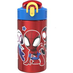 imageZak Designs 155oz Stainless Steel Kids Water Bottle with Flipup Straw Spout  BPA Free Durable Design Frozen Girl SSSpidey and His Amazing Friends