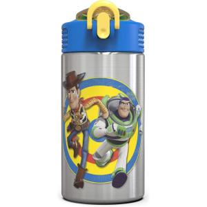 imageZak Designs 155oz Stainless Steel Kids Water Bottle with Flipup Straw Spout  BPA Free Durable Design Frozen Girl SSToy Story 4