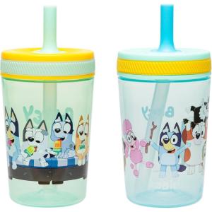 imageZak Designs Dr Seuss Kelso Toddler Cups For Travel or At Home 15oz 2Pack Durable Plastic Sippy Cups With LeakProof Design is Perfect for Kids One Fish Two Fish Red Fish Blue FishBluey  Friends