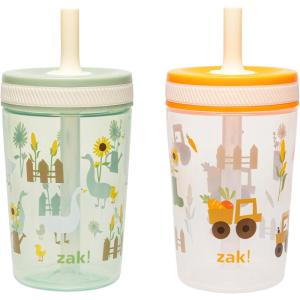imageZak Designs Dr Seuss Kelso Toddler Cups For Travel or At Home 15oz 2Pack Durable Plastic Sippy Cups With LeakProof Design is Perfect for Kids One Fish Two Fish Red Fish Blue FishSilly Goose  Harvest