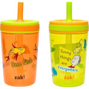 imageZak Designs Dr Seuss Kelso Toddler Cups For Travel or At Home 15oz 2Pack Durable Plastic Sippy Cups With LeakProof Design is Perfect for Kids One Fish Two Fish Red Fish Blue FishDr Seuss One Fish Two Fish