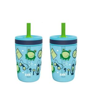 imageZak Designs Kelso Toddler Cups For Travel or At Home 15oz 2Pack Durable Plastic Sippy Cups With LeakProof Design is Perfect For Kids DinoRoar ZaksaurusCampout