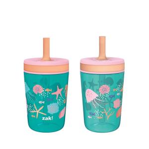 imageZak Designs Kelso Toddler Cups For Travel or At Home 15oz 2Pack Durable Plastic Sippy Cups With LeakProof Design is Perfect For Kids DinoRoar ZaksaurusShells