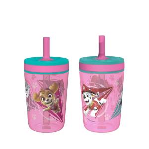 imageZak Designs Kelso Toddler Cups For Travel or At Home 15oz 2Pack Durable Plastic Sippy Cups With LeakProof Design is Perfect For Kids DinoRoar ZaksaurusPaw Patrol  Skye  Everest