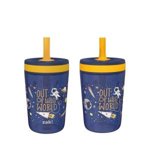 imageZak Designs Kelso Toddler Cups For Travel or At Home 15oz 2Pack Durable Plastic Sippy Cups With LeakProof Design is Perfect For Kids DinoRoar ZaksaurusSpace